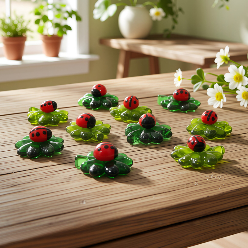 Bonsai Garden Chinese Garden - 5pcs Green Mini Glass Four-Leaf Clover