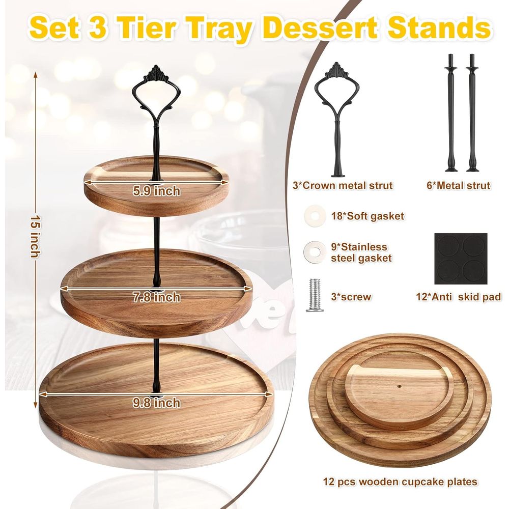 3 Set 3 Tier Wood Cupcake Stan - Display Stand Wood avaliação e preço