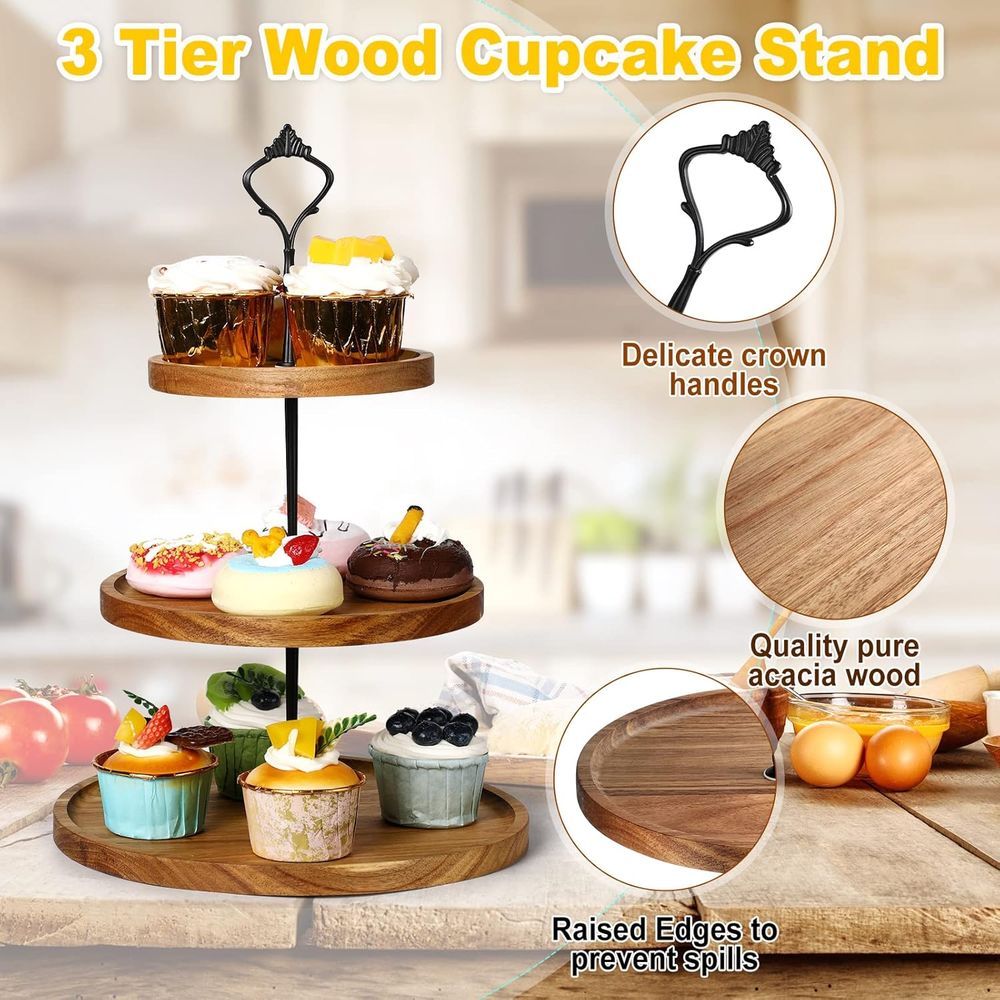 3 Set 3 Tier Wood Cupcake Stan - Display Stand Wood avaliação e preço