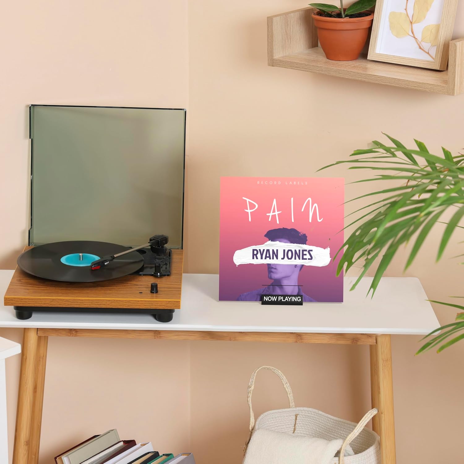 Now Playing Vinyl Record Stand - Display Stand Wood avaliação e preço