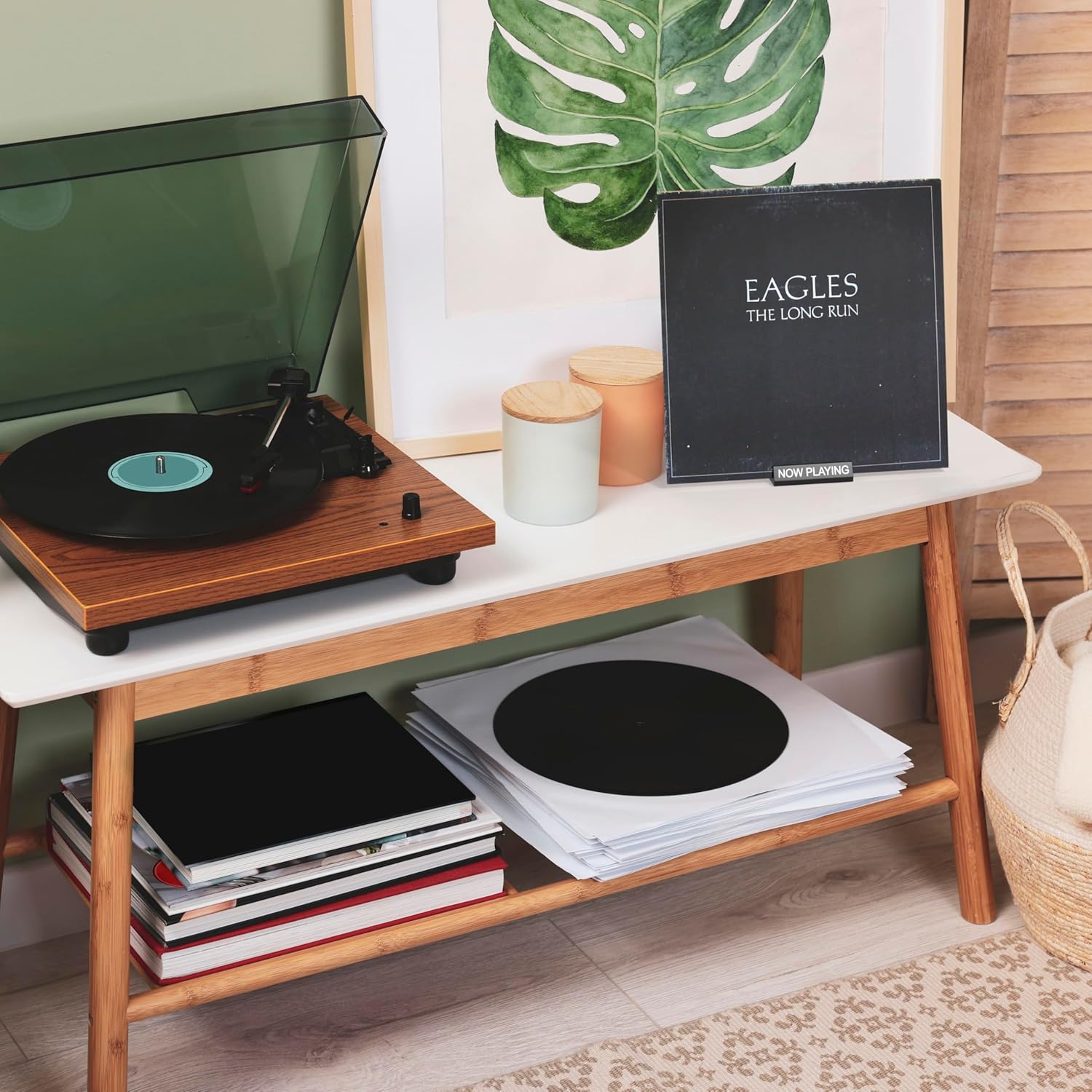 Now Playing Vinyl Record Stand - Display Stand Wood avaliação e preço