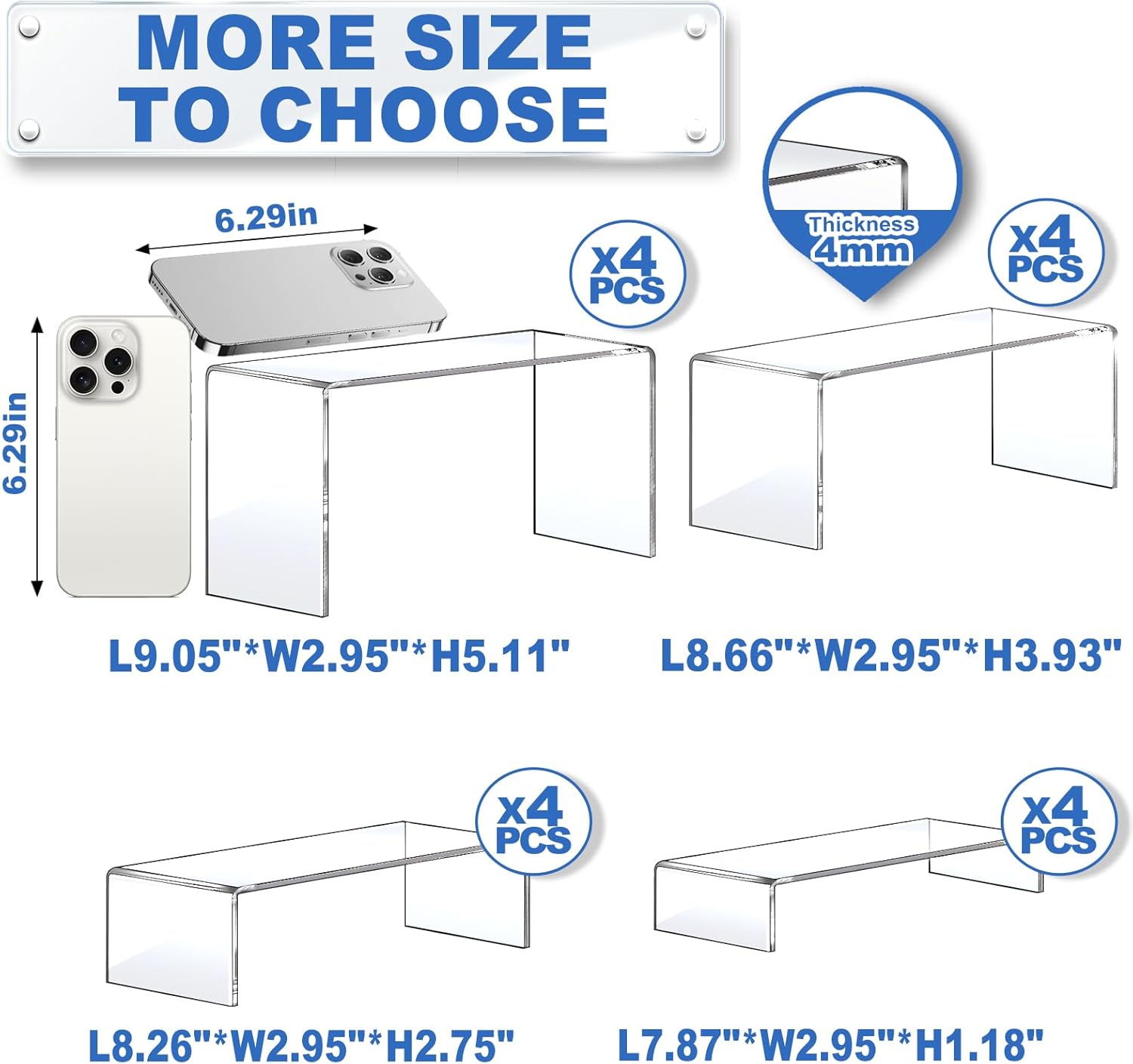 16 Pcs Acrylic Display Risers, - Display Stand Wood avaliação e preço