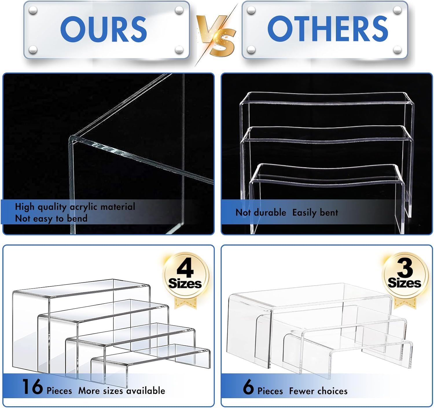 16 Pcs Acrylic Display Risers, - Display Stand Wood avaliação e preço
