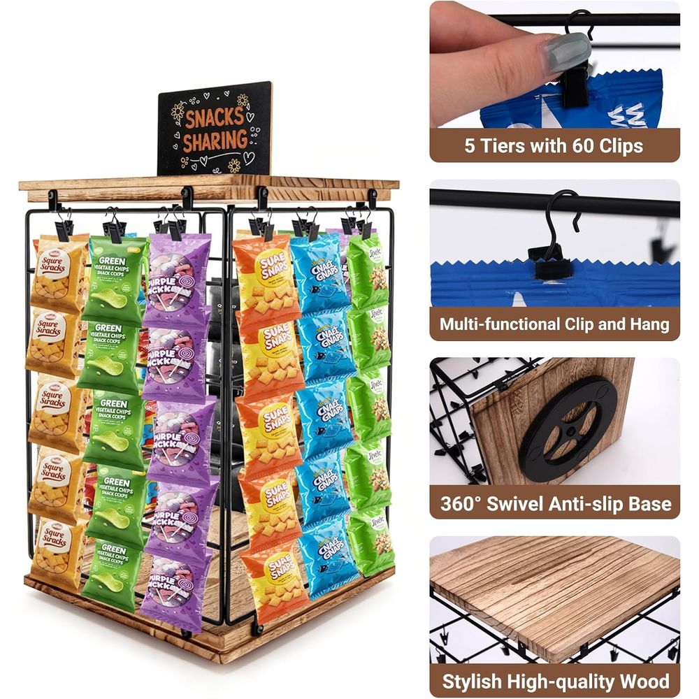 Chip Rack Display Stand, 5 Tie - Display Stand Wood avaliação e preço
