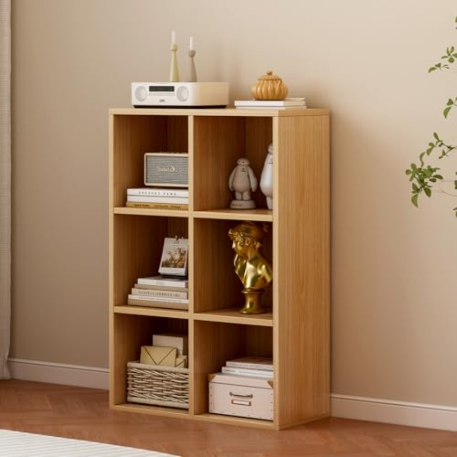 6-Cube Storage Shelf Bookcase  - Display Stand Wood avaliação e preço