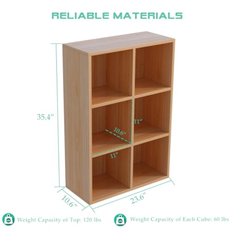 6-Cube Storage Shelf Bookcase  - Display Stand Wood avaliação e preço
