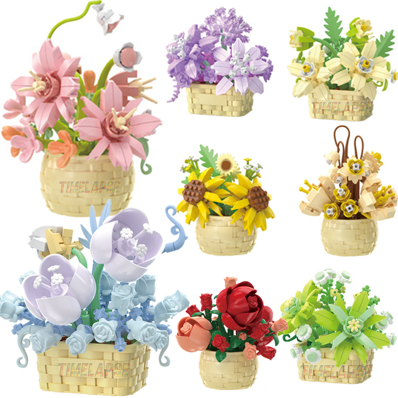 DIY MOC Potted Rose Sunflower  - Bonsai Garden Experts avaliação e preço