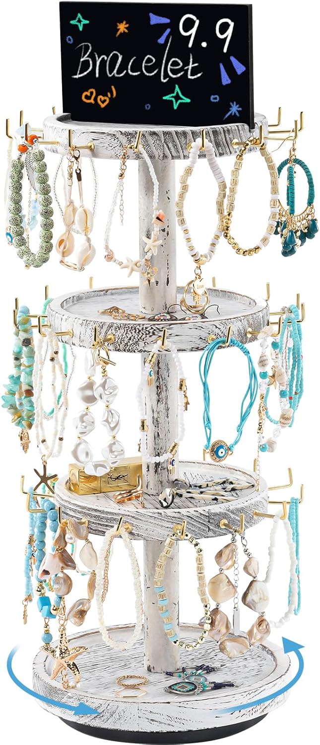 4 Tier Wooden Rotating Bracele - Display Stand Wood avaliação e preço