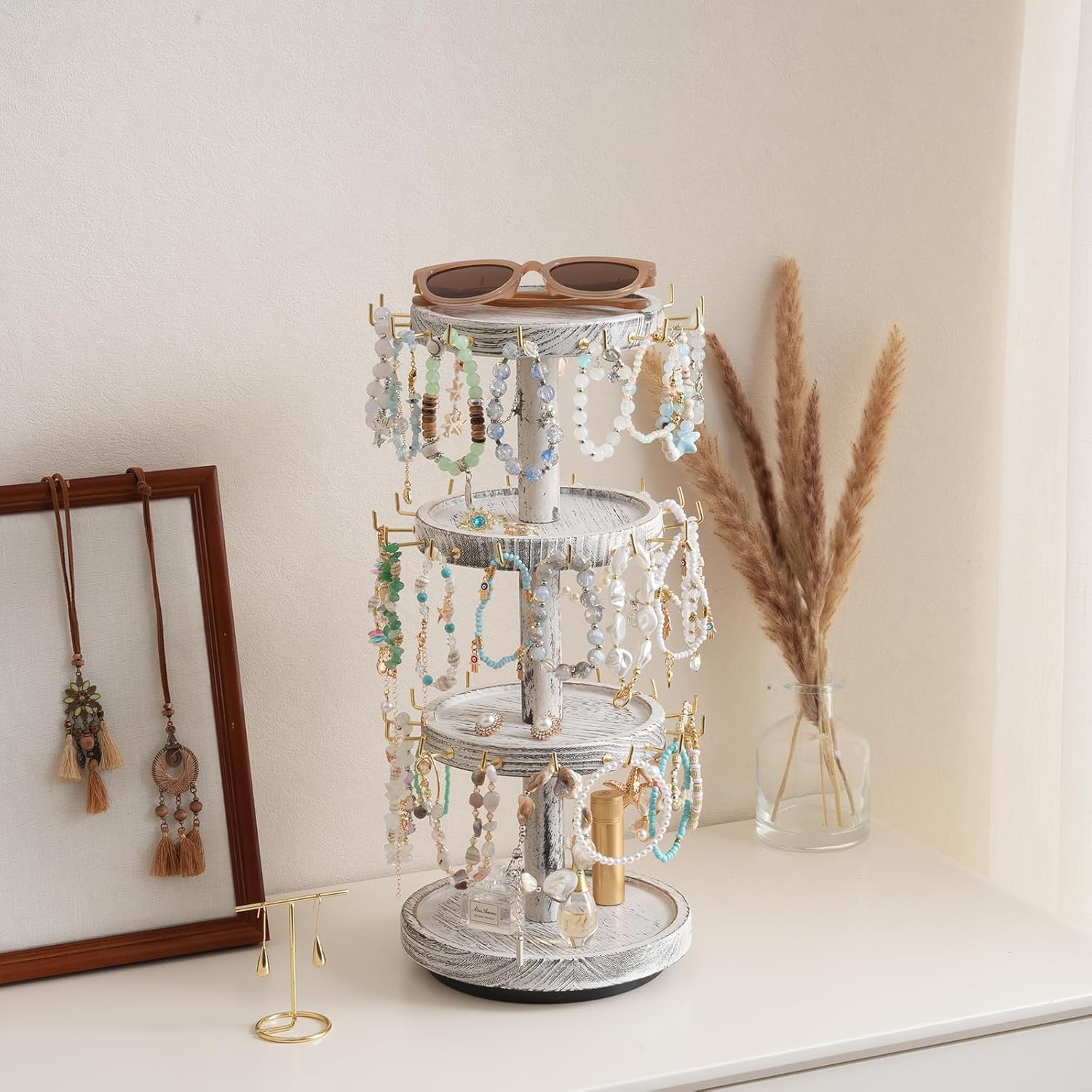 4 Tier Wooden Rotating Bracele - Display Stand Wood avaliação e preço