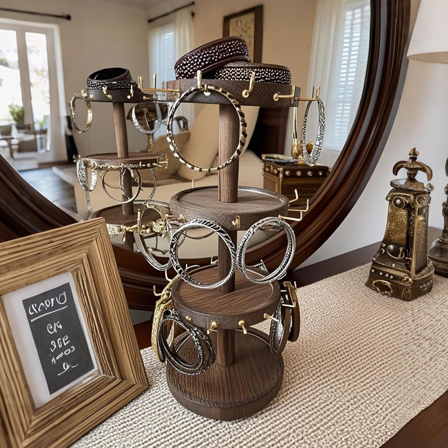 4 Tier Wooden Rotating Bracele - Display Stand Wood avaliação e preço