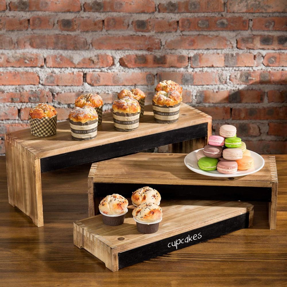 21 Inch Rustic Burnt Dark Brow - Display Stand Wood avaliação e preço