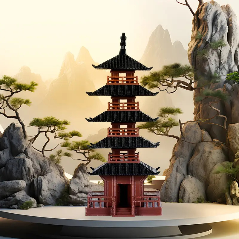 🛒1Pc Mini Pagoda Statue Chines - Bonsai Garden Chinese Garden avaliação e preço
