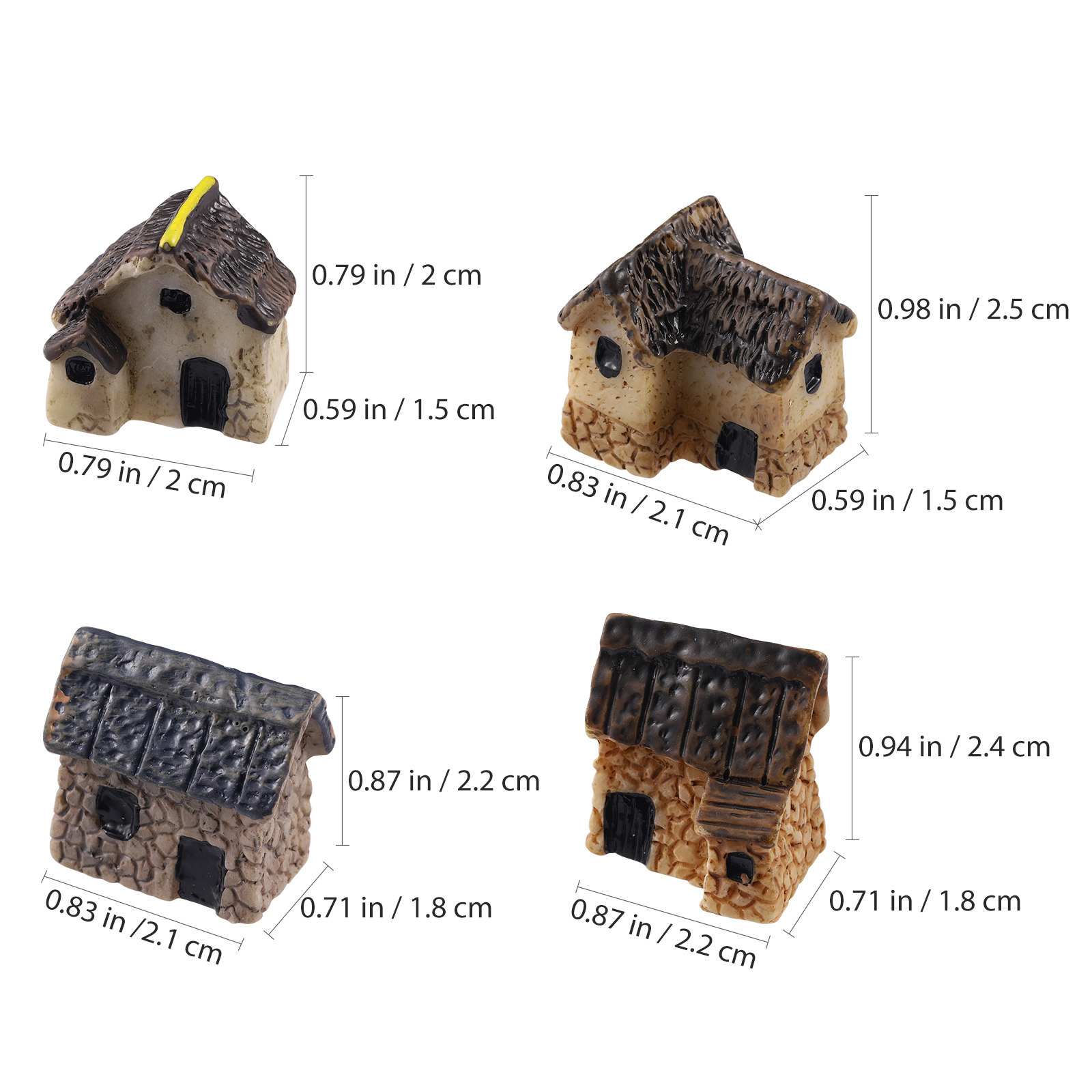 4Pcs Miniature Village Houses  - Bonsai Garden World avaliação e preço