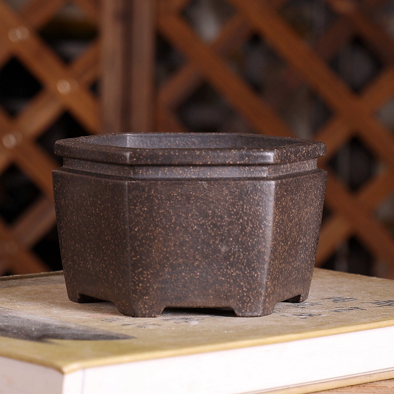 Hexagon Bonsai Pot, Purple San - Bonsai Garden Chinese Garden avaliação e preço