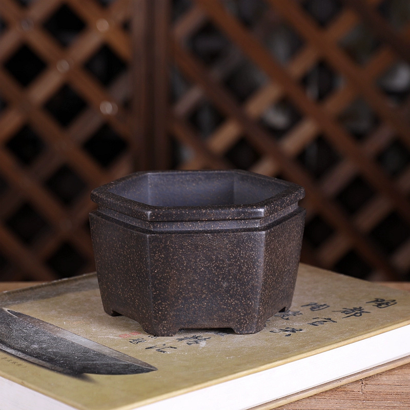 Hexagon Bonsai Pot, Purple San - Bonsai Garden Chinese Garden avaliação e preço