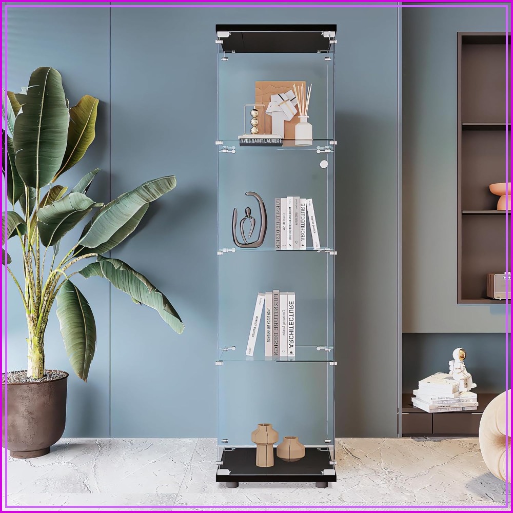 Glass Display Cabinet with 4 S - Display Stand Wood avaliação e preço